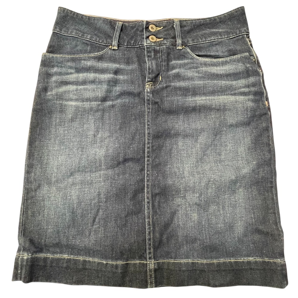 Banana Republic Denim Skirt Dark Wash Stretch‎ Casual Classic Size 6
